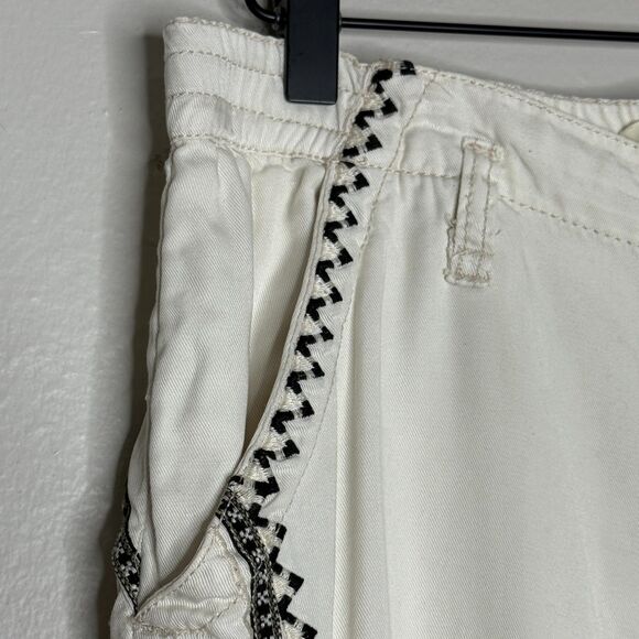 Anthropologie Womens Jogger Pants Small White Black Geometric Stitch Lyocell - Picture 6 of 11